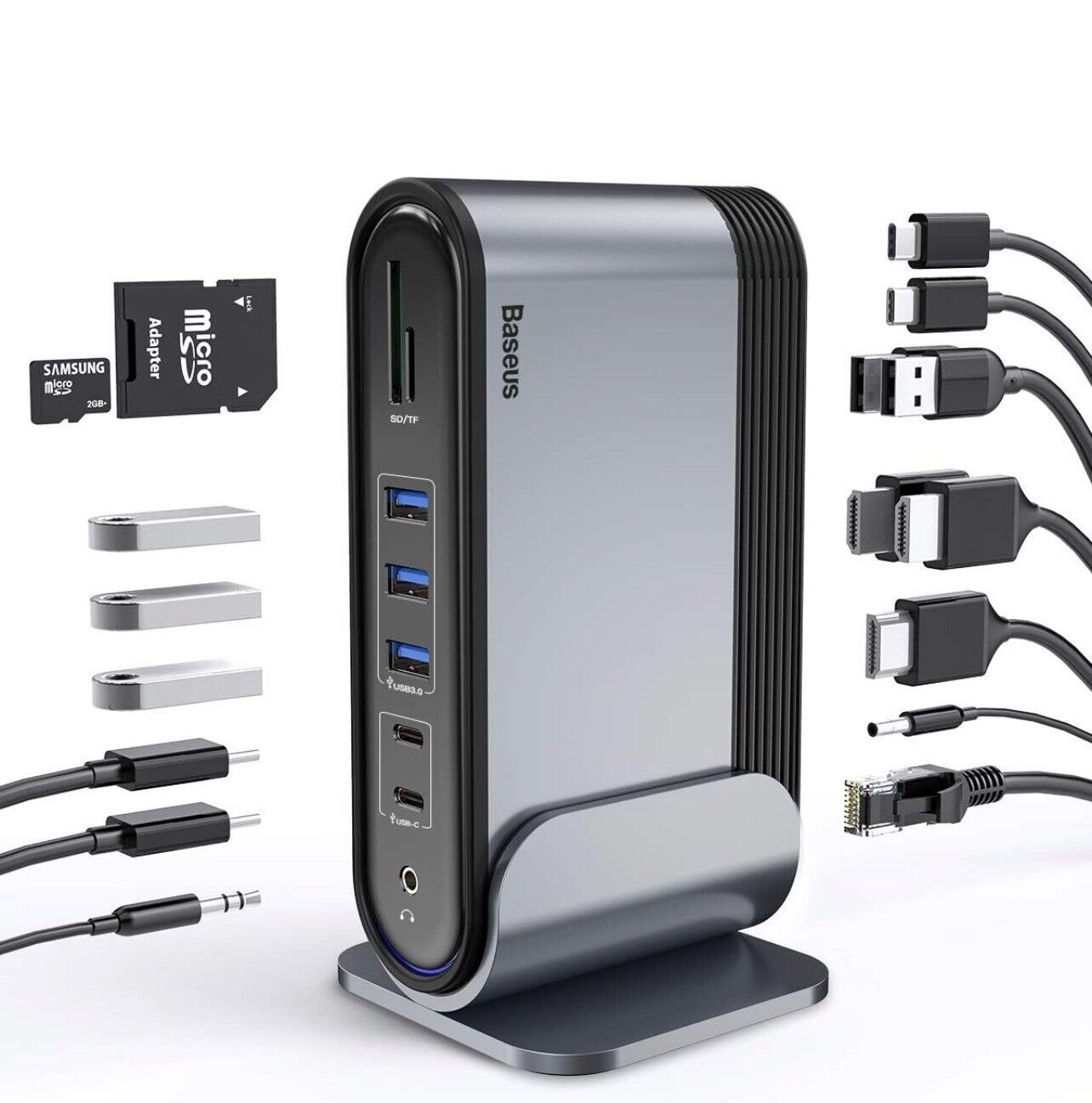 Baseus 17-in-1 USB C Docking Station to Cast on 3 Monitors with 100W PD USB-C 