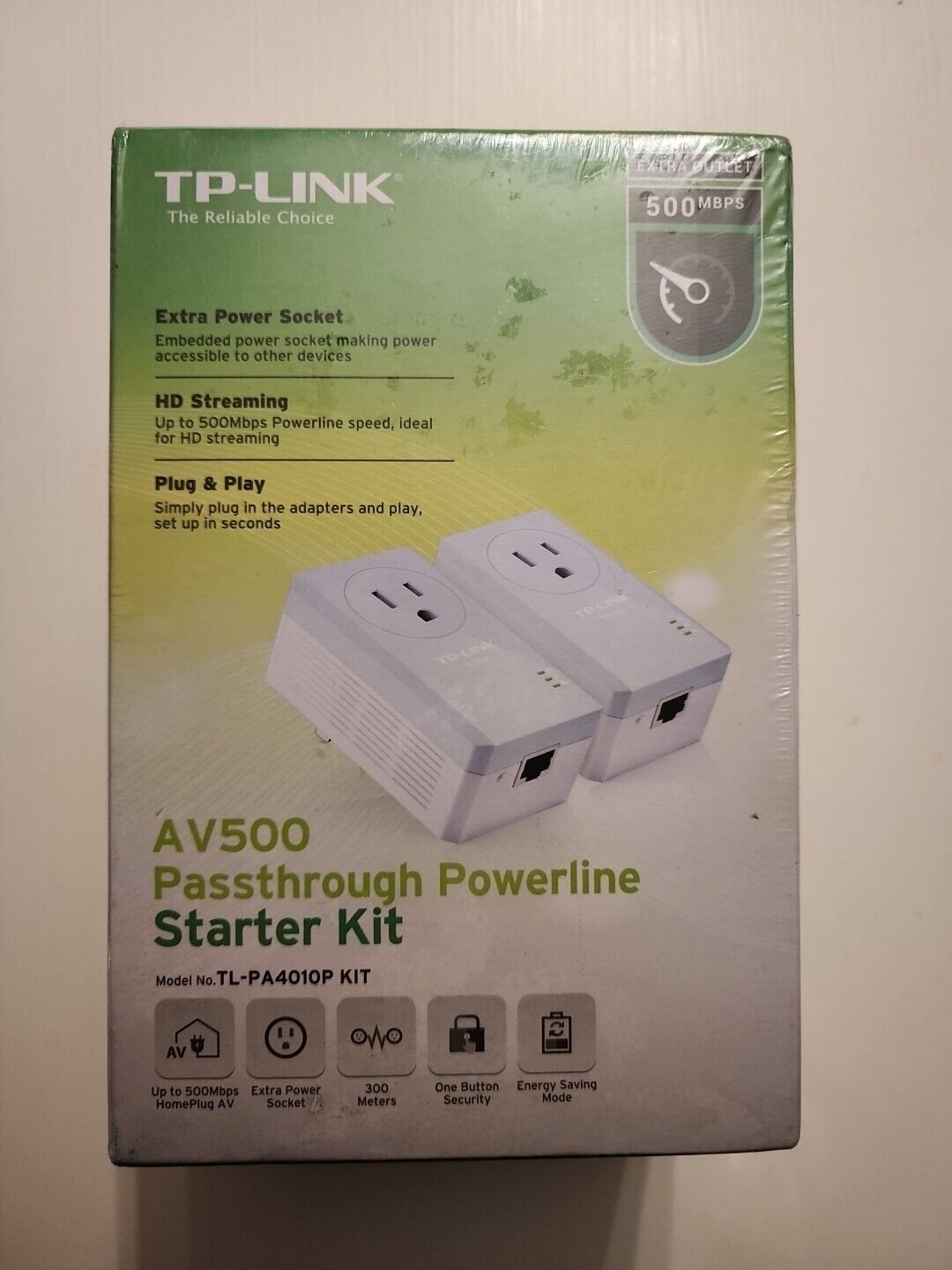 NEW Sealed TP-LINK  AV500 Pass Through Powerline Starter Kit Model # TL-PA4010P