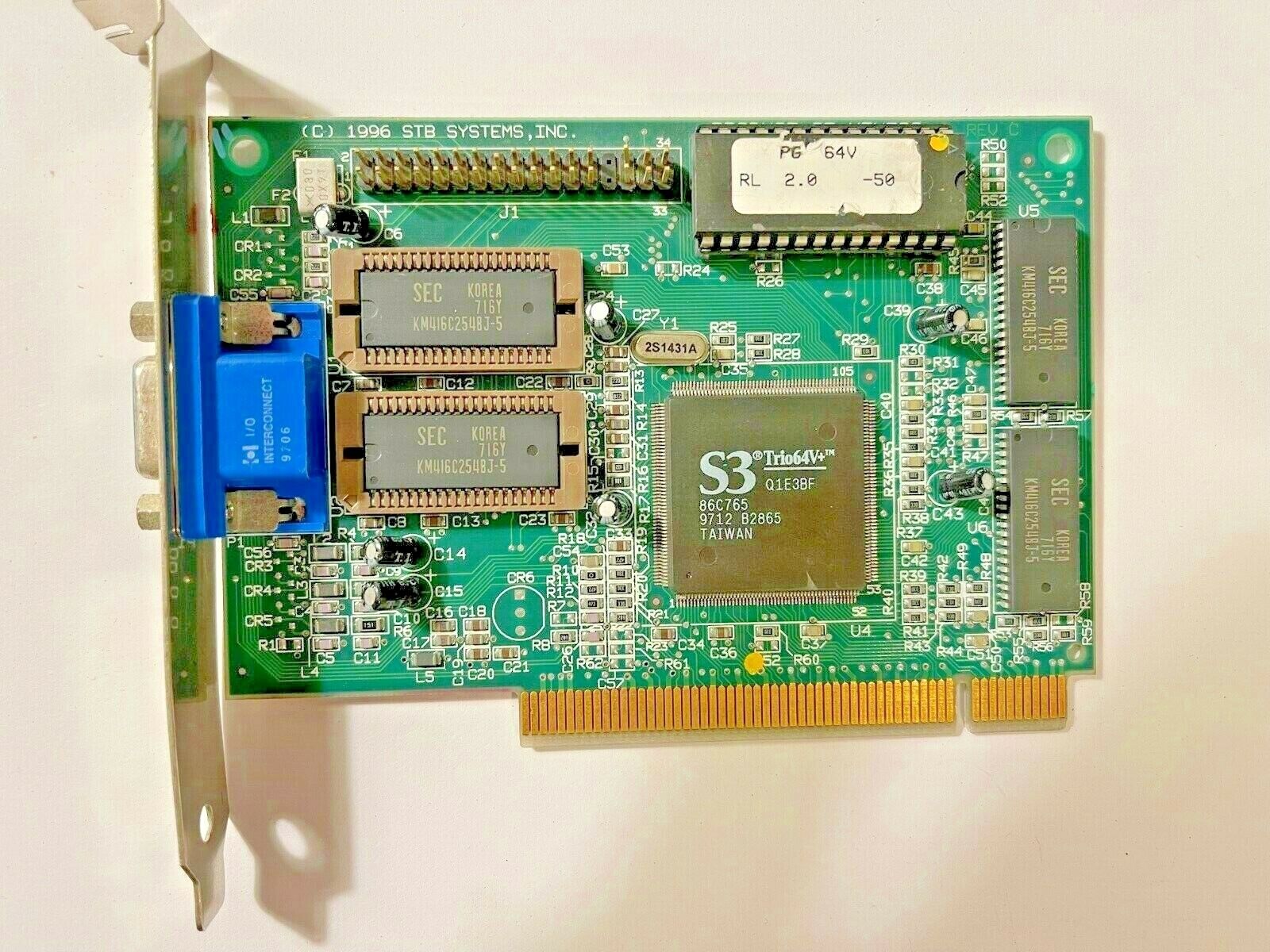 RARE VINTAGE 1997 STB SYSTEMS S3 TRIO64V+ POWERGRAPH PG64V PCI VGA CARD MXB2