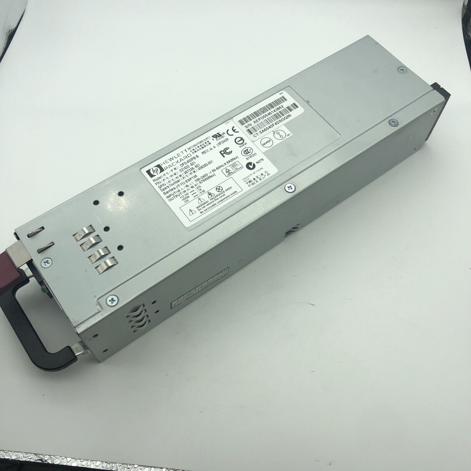 HP DPS-600PB Server Switching Power Supply ESP135 #321632 Hot Swap PS Warranty