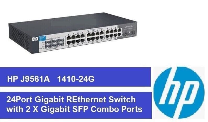 HP J9561A 1410-24G 24Port Gigabit Ethernet Switch with 2 X Gbe/SFP