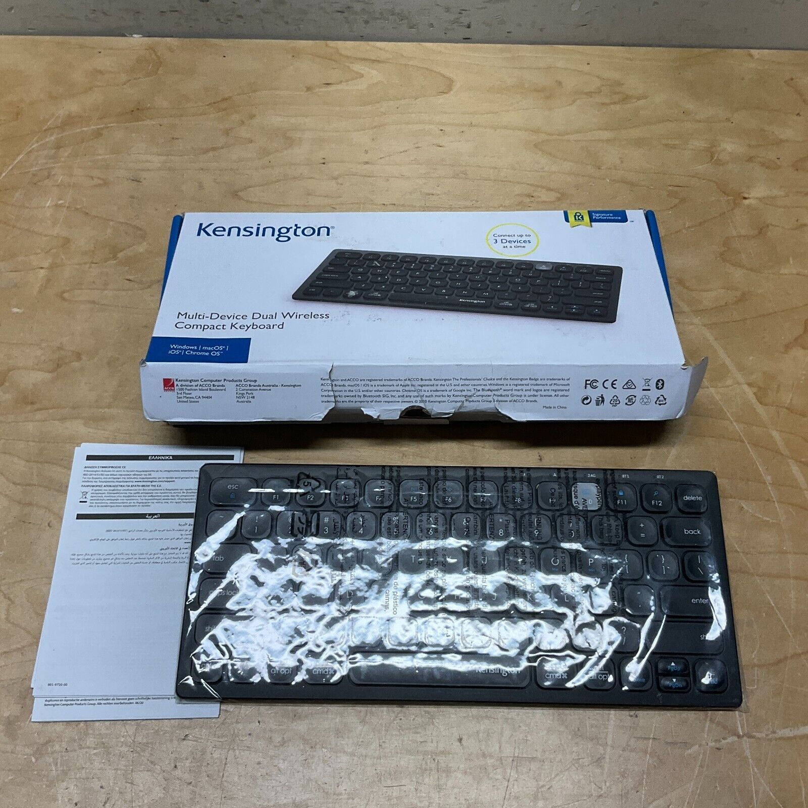 Kensington Multi-Device Dual Wireless Compact Keyboard - BLACK NEW OPEN BOX