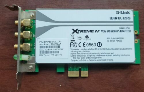D-Link Wireless Adapter Card Xtreme N DWA-556 Low Profile 