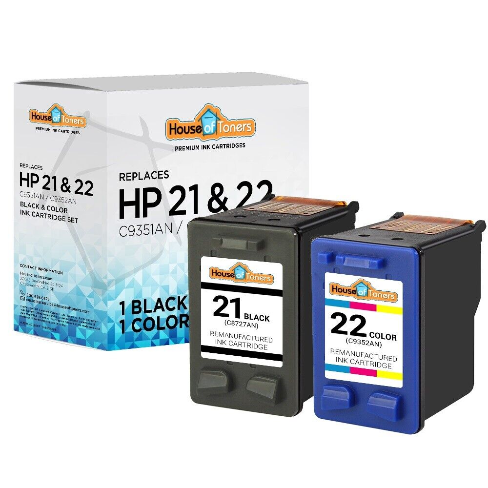 2 PACK for HP 21/22 Ink Cartridge Combo for Officejet J3650 J3680 4315 Printers