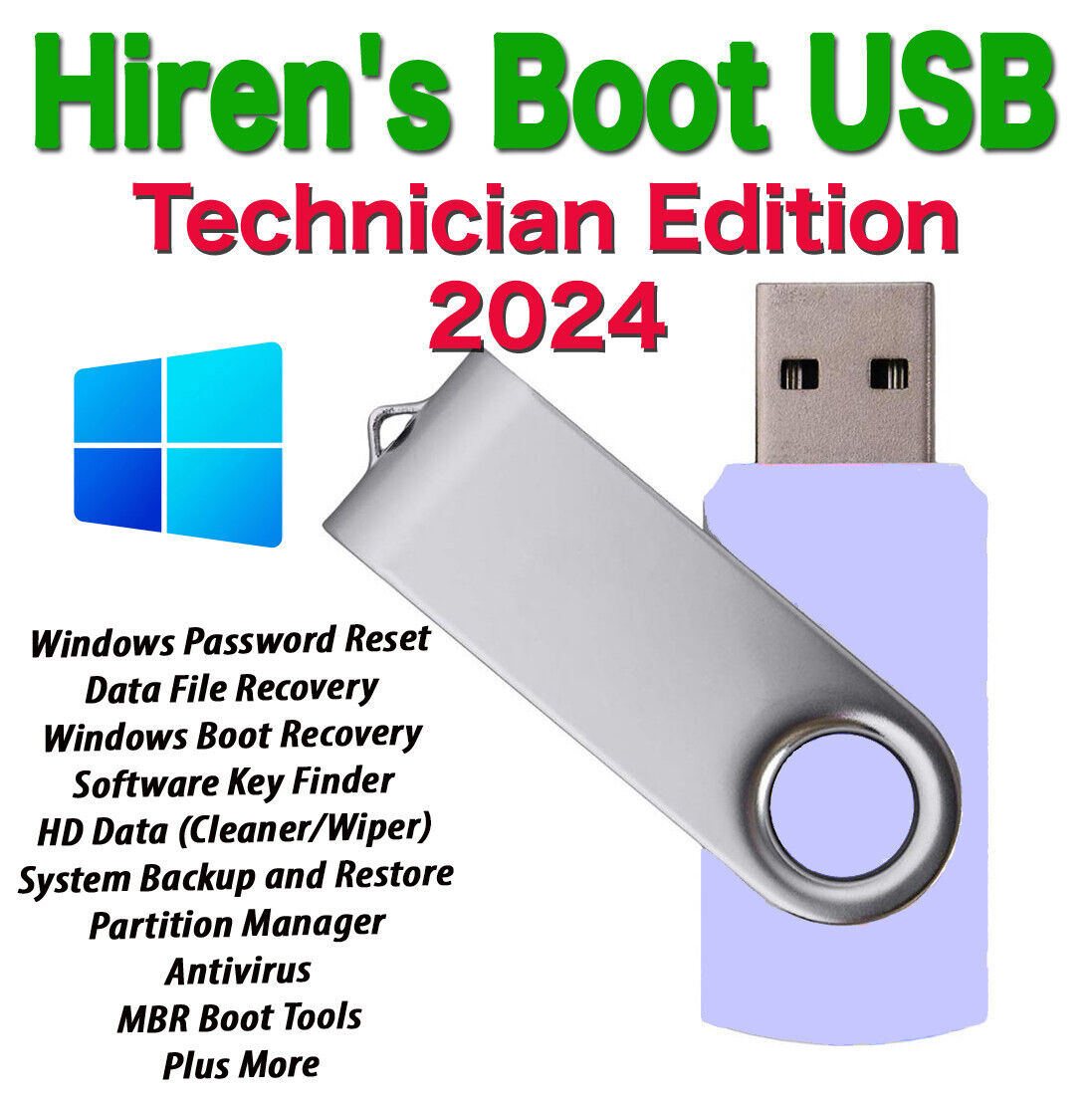 Hiren\'s Boot USB 2024 PC technicians Edition. Utilities Windows Password Reset