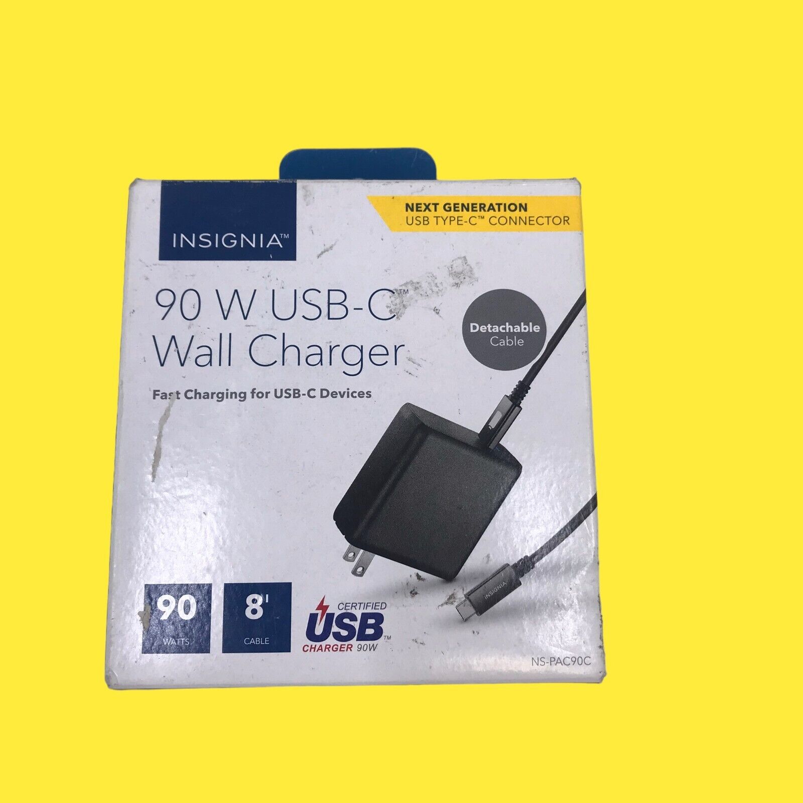 Insignia 90W USB-C Wall Charger with 8ft USB-C Cable Model : NS-PAC90C #6589