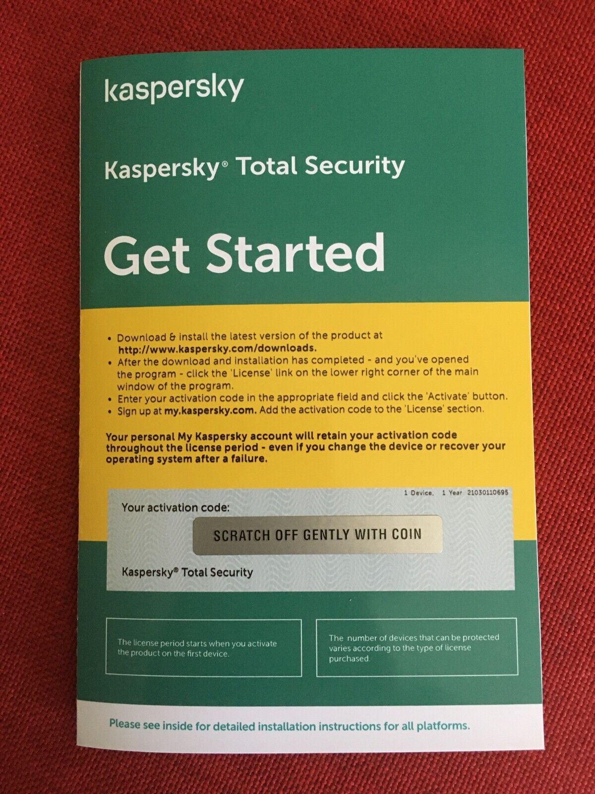 Kaspersky Total Security 2024, 1 Device, PC Mac Android (Exp: 4/17/25) Key Card