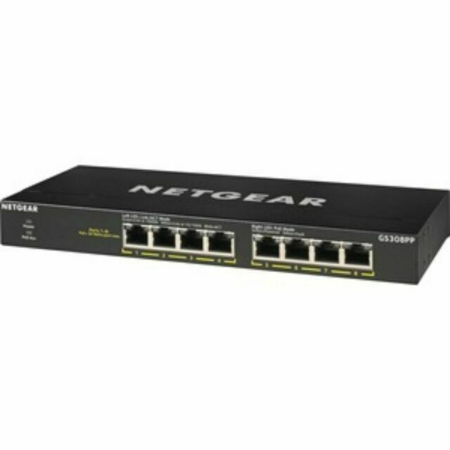 NETGEAR GS308P 8-Port Gigabit Ethernet Unmanaged Switch with 4-Ports PoE - Black