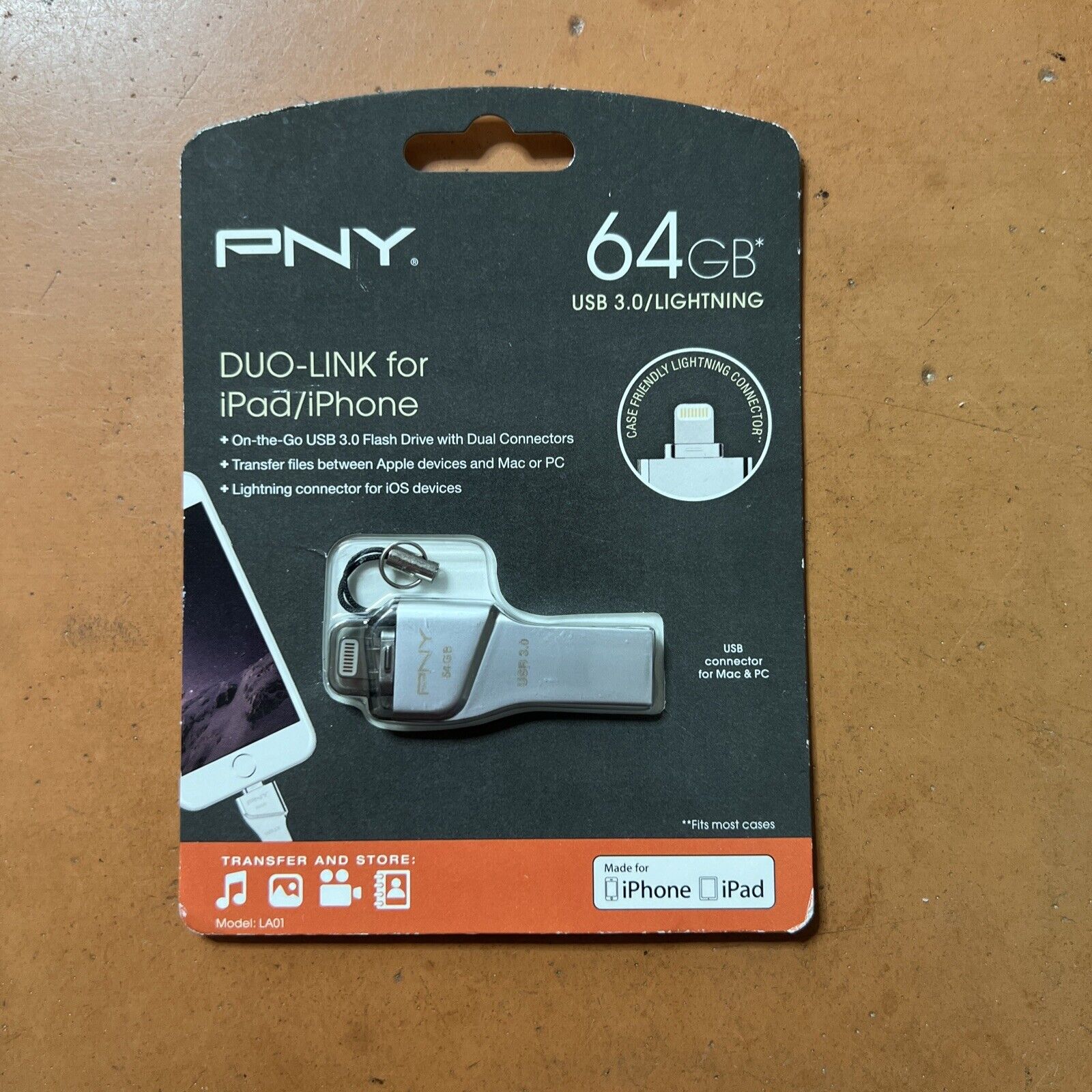 PNY Duo Link iPhone iPad 64GB USB 3.0 Flash Drive New