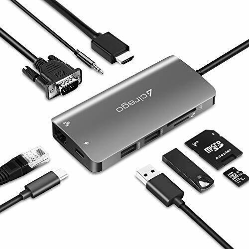 USB C Hub,Cirago 9-in-1 C Adapter to 4K HDMI, VGA & Audio, Ethernet,... 