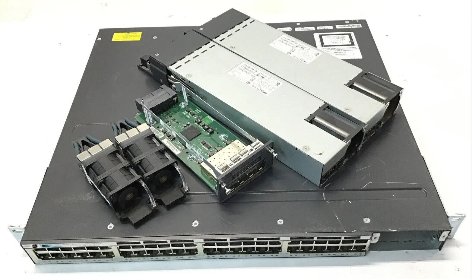 Cisco WS-C3750X-48PF-S 48 Port PoE Gigabit Switch w/ C3KX-NM-10G & Dual 1100WAC