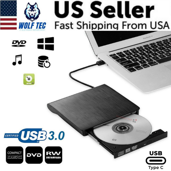 Brand new plug & play external Blu-Ray drive USB 3.0 USB type C PC Laptop DVD-RW