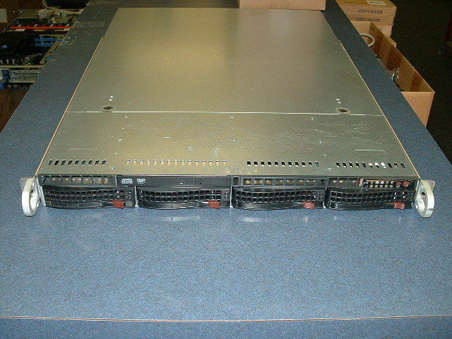 Supermicro 1U Server X8DTU-F 2x Xeon X5650 2.66ghz Hex Core 24gb 4x Trays  Rails