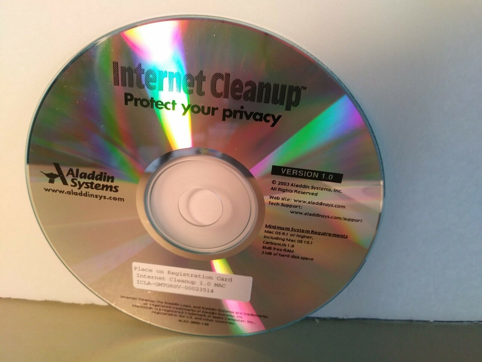 ITHistory (2000) IBM PC Software: INTERNET CLEANUP 1.0 (Aladdin) CD