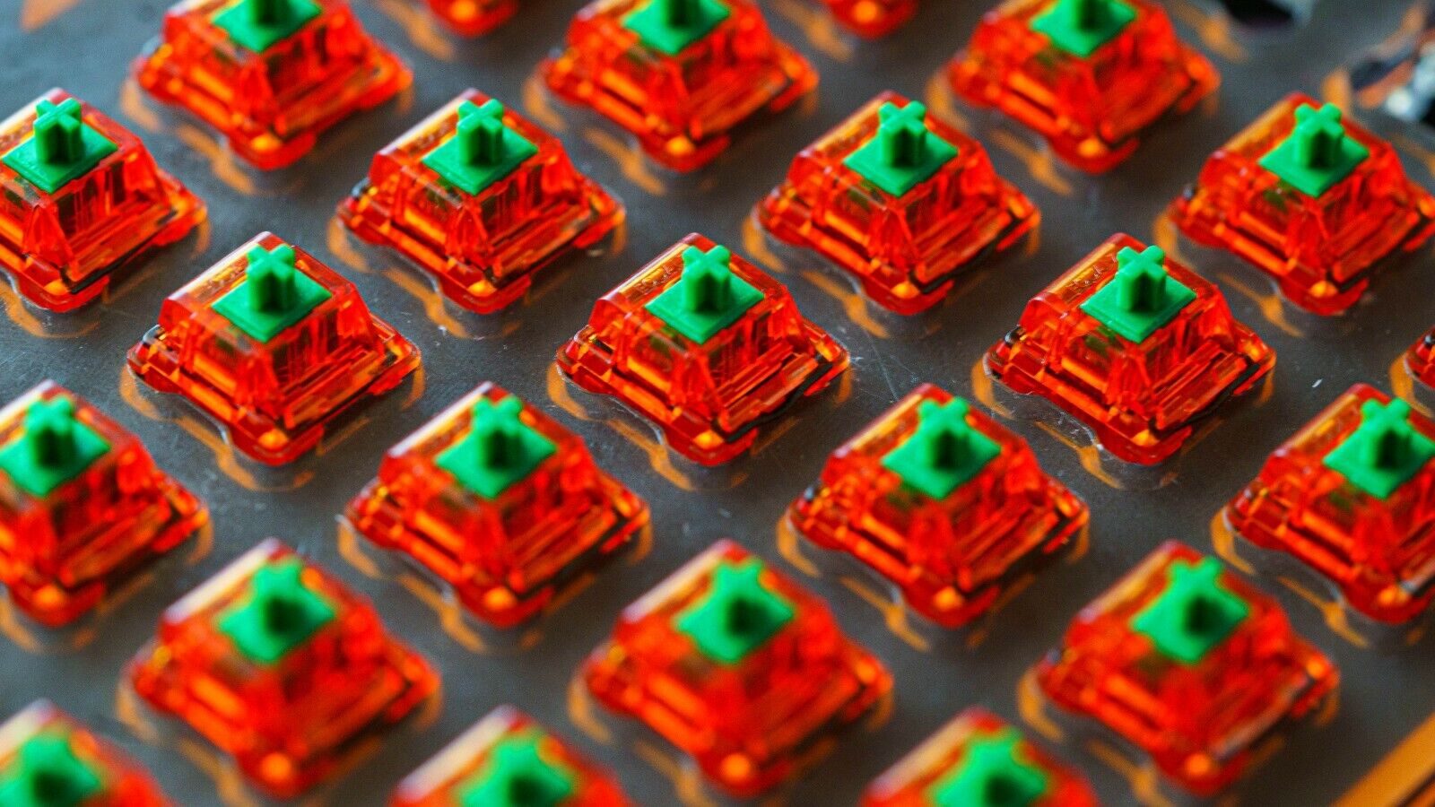 Lubed and Filmed C3 Equalz Tangerine Linear Switches 67g (70 Count)