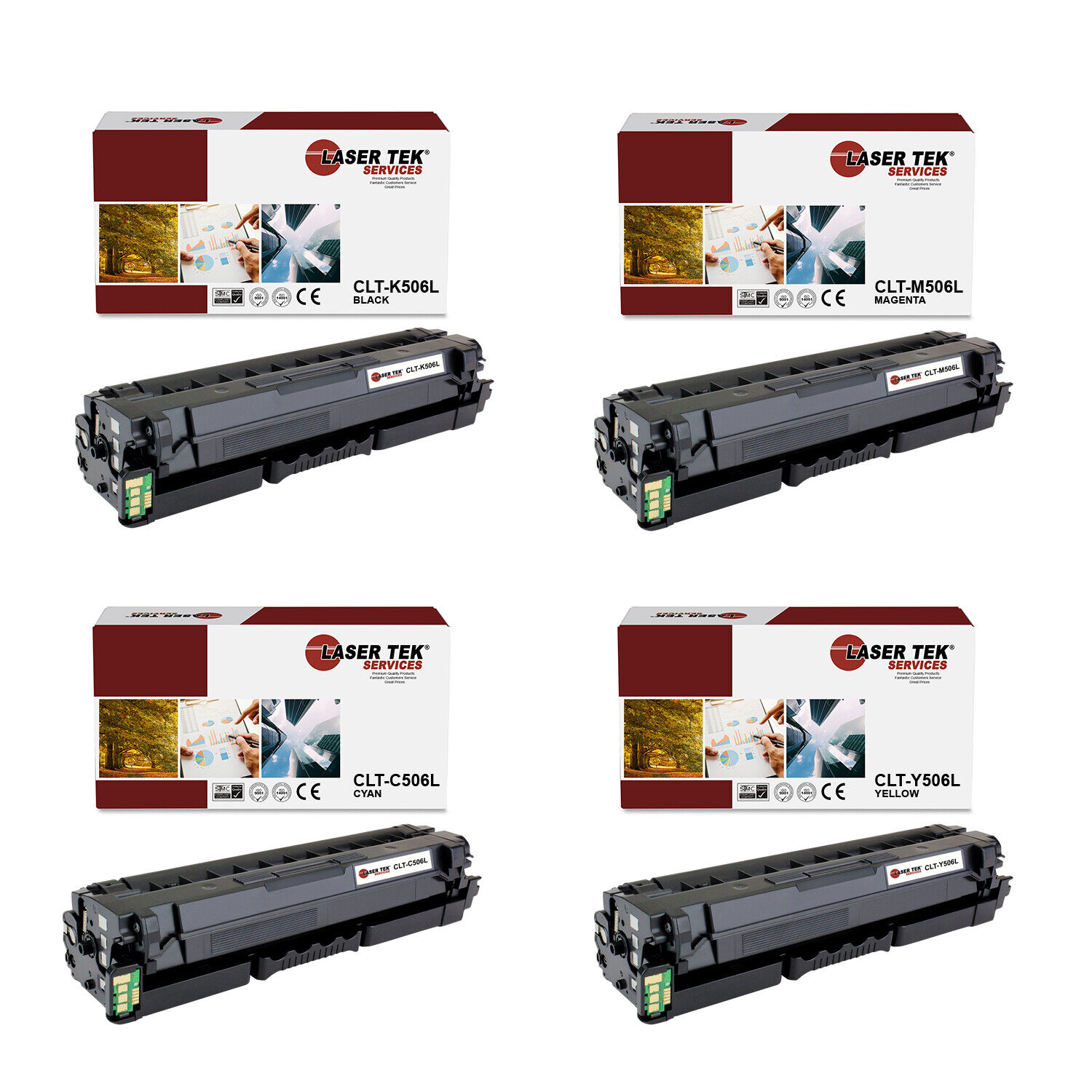 4Pk LTS CLT506L BCMY HY Compatible with Samsung CLP-680ND, CLX-6260FR Toner