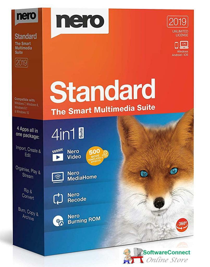 Nero 2019 Standard Multimedia Suite Windows 11, 10 - DVD Burning 4 Programs in 1