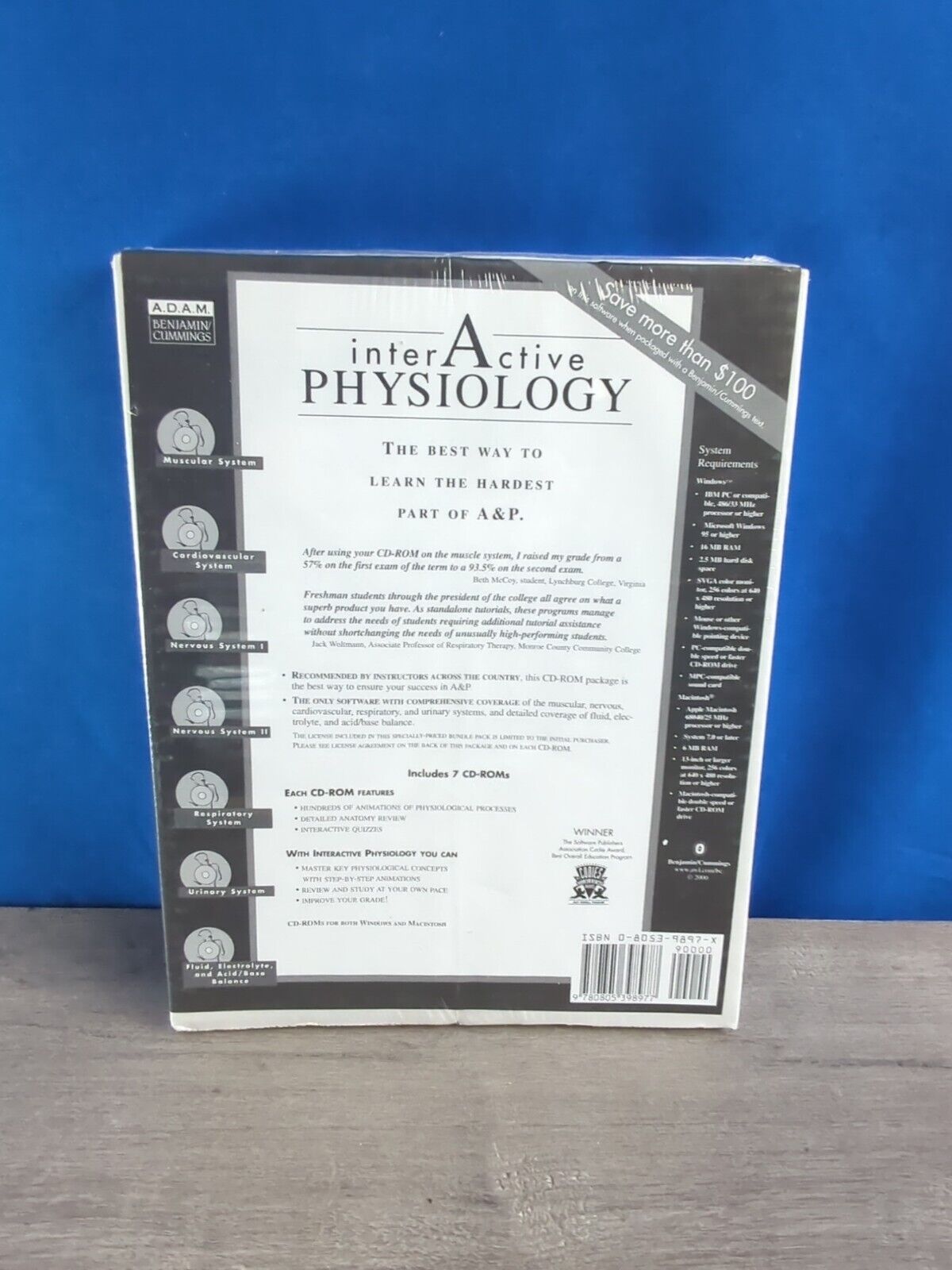 Vintage 1999 InterActive Physiology Multi CD ROM Pack ADAM Benjamin Cumming NEW