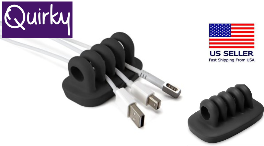 Quirky Cordies | Desktop Cable Organizer for Power Cords & Cables | Black