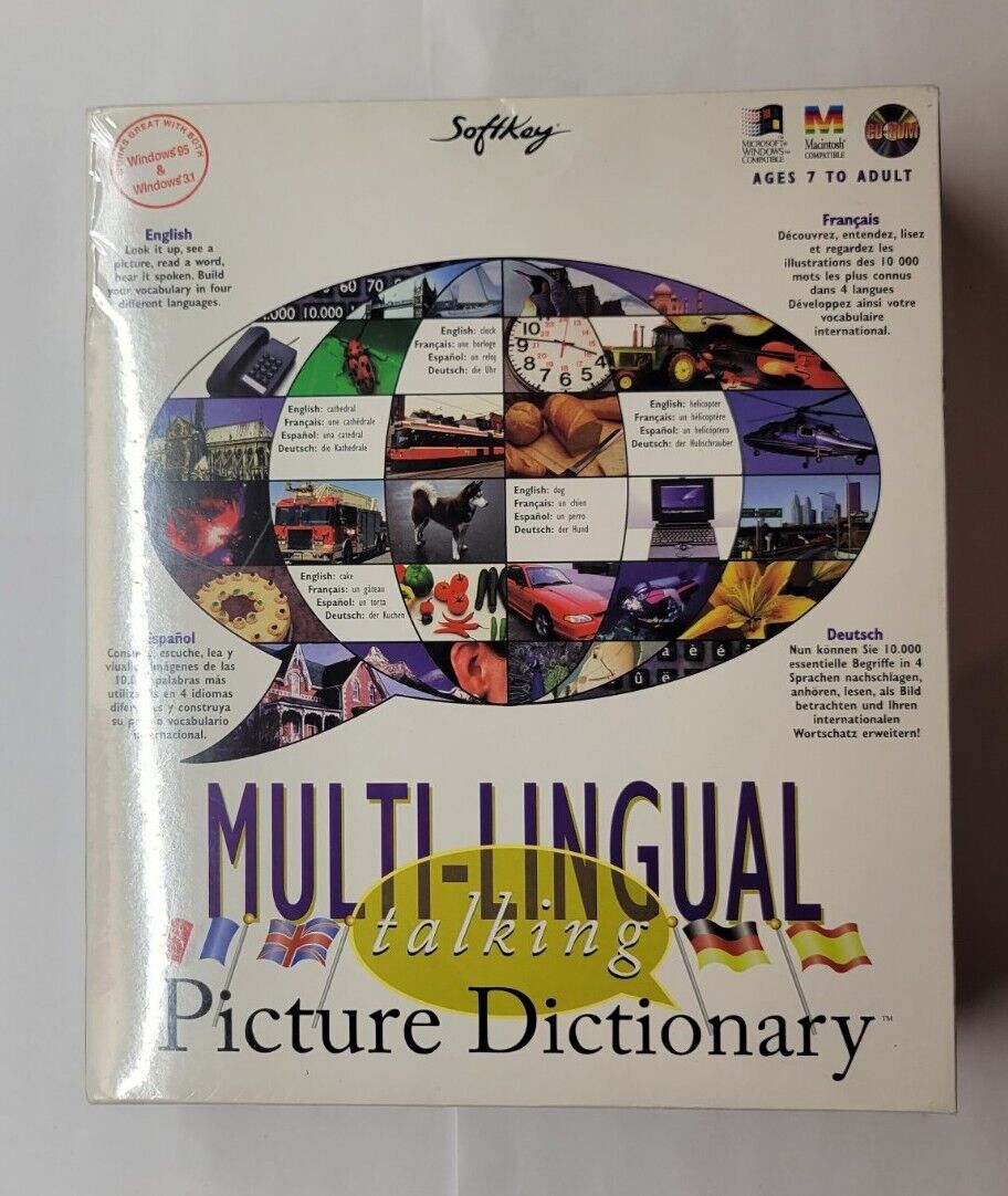 Multi-Lingual Talking Picture Dictionary (CD-ROM, 1996, Win/Mac, Big Box)