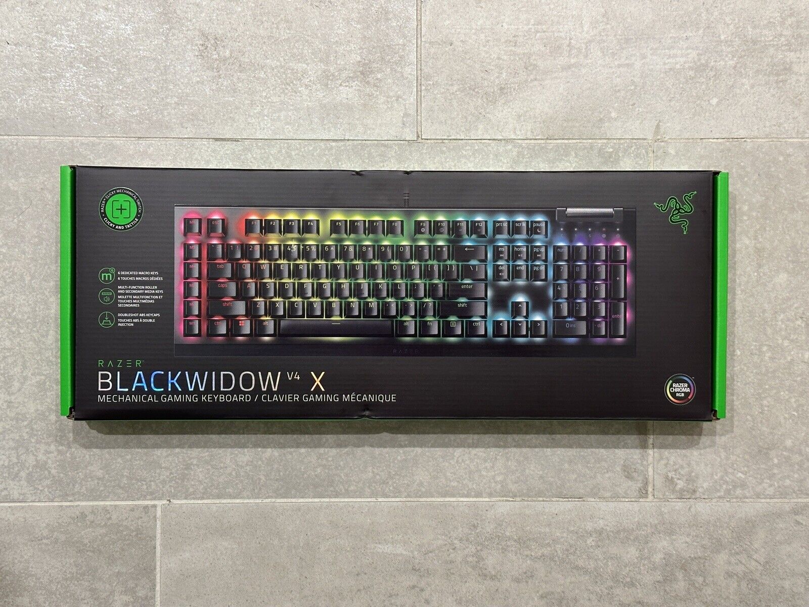 Razer BlackWidow V4 X Mechanical Gaming Keyboard w/ Green Switches & Chroma RGB