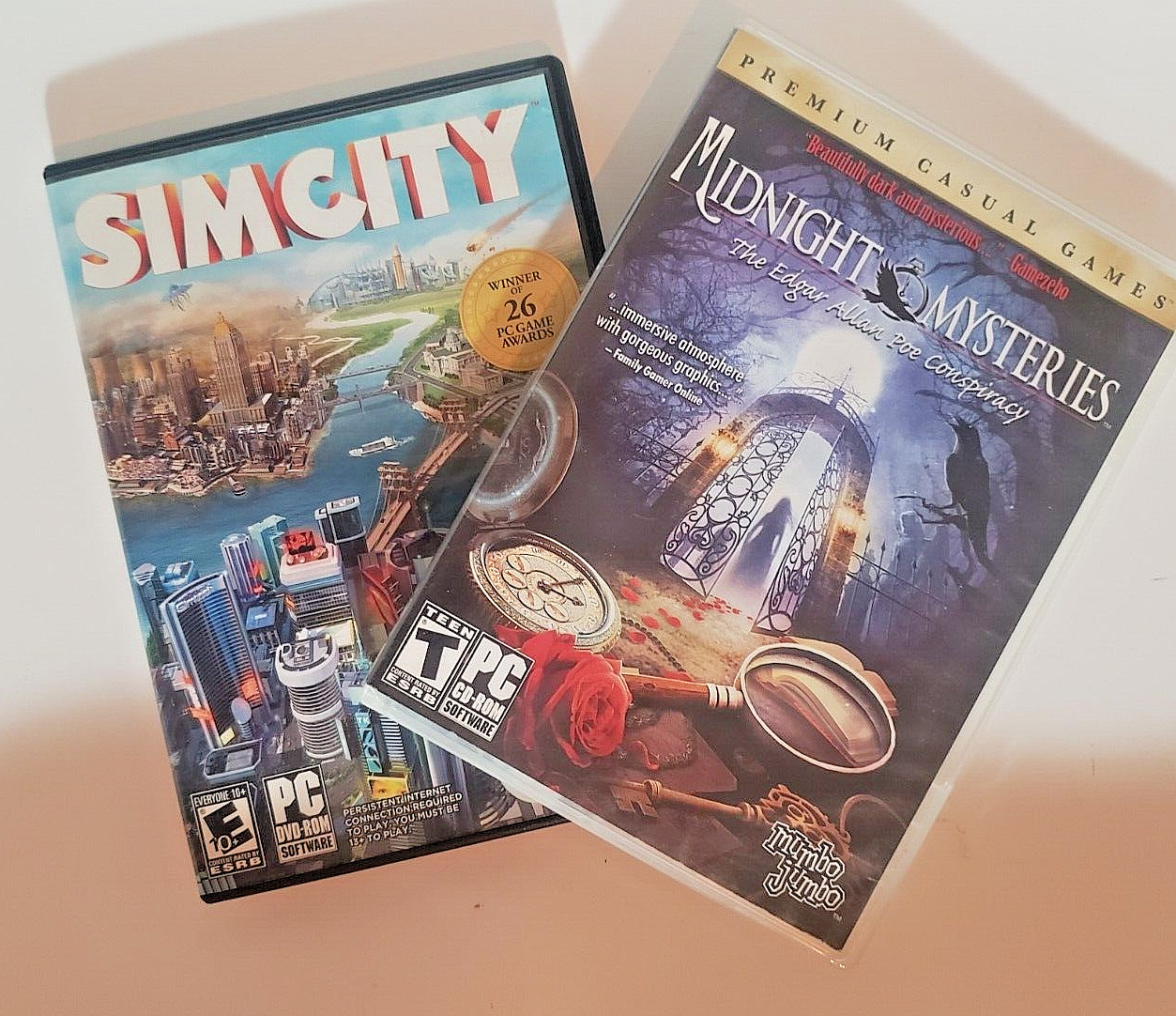 Midnight Mysteries & Sim City PC Computer Games - Lot of 2 - Used
