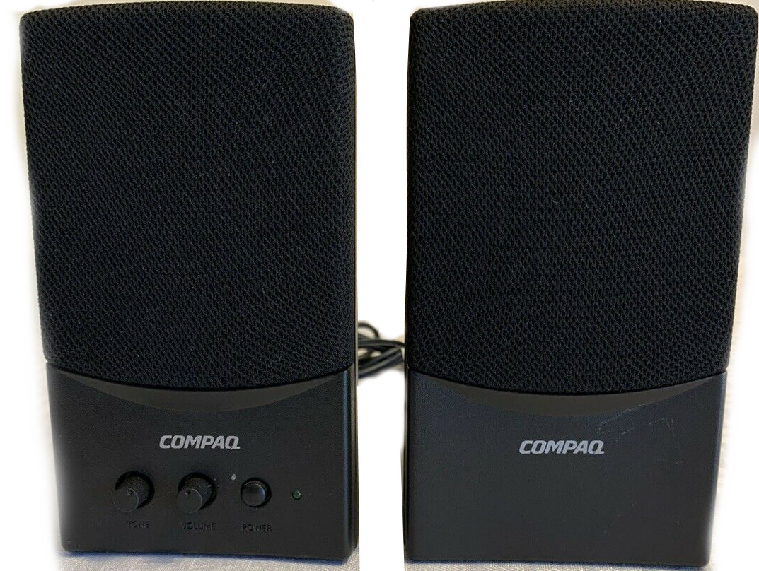 Compaq FLC Presario Black Wired Computer Speaker System 