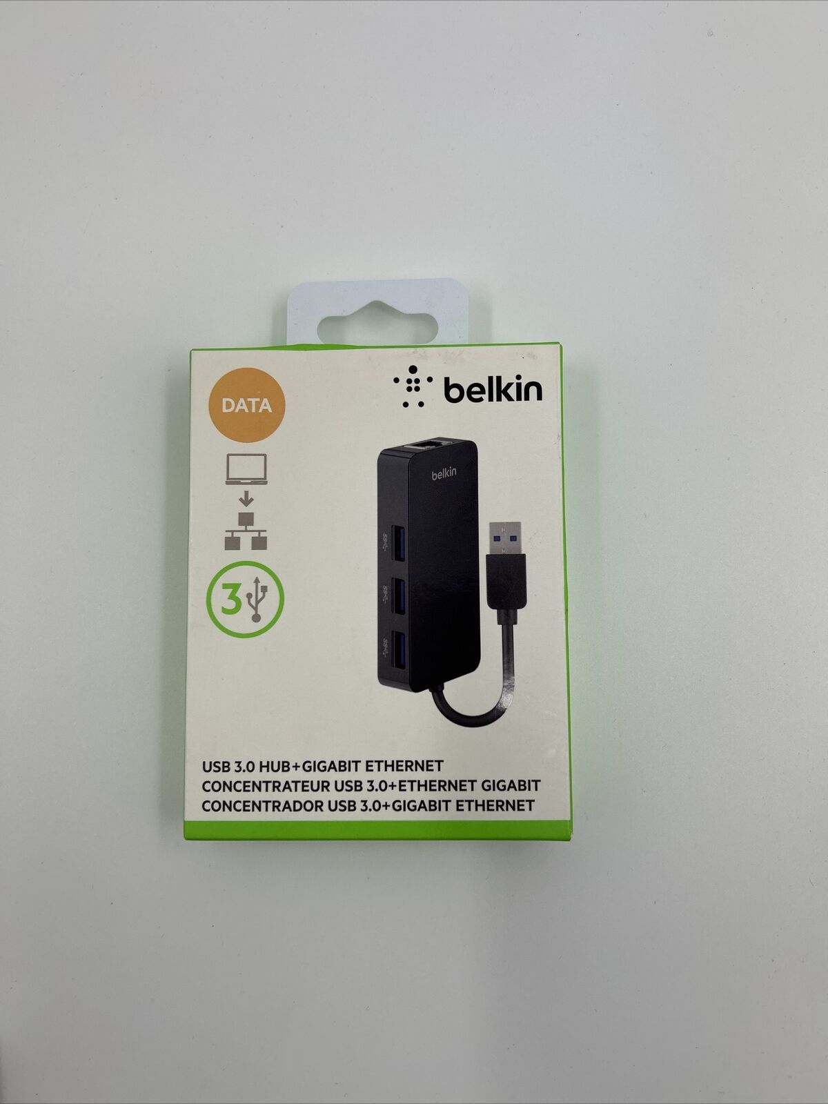 New sealed Belkin USB 3.0 Hub with Gigabit Ethernet Adapter Black B2B128TT