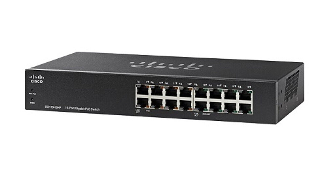 Cisco SG110-16HP 16-Port Gigabit PoE Unmanaged Switch SG110-16HP-NA