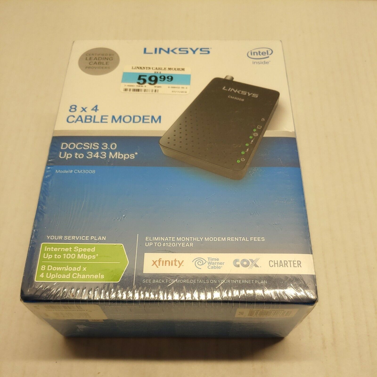 LINKSYS 8x4 DOCSIS 3.0 Cable Modem CM3008 Black BRAND NEW