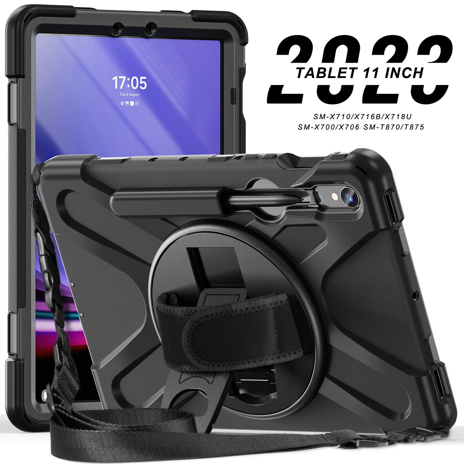 For Samsung Galaxy Tab S9 Ultra S9 FE S8 Rotating Shockproof Carry Tablet Case