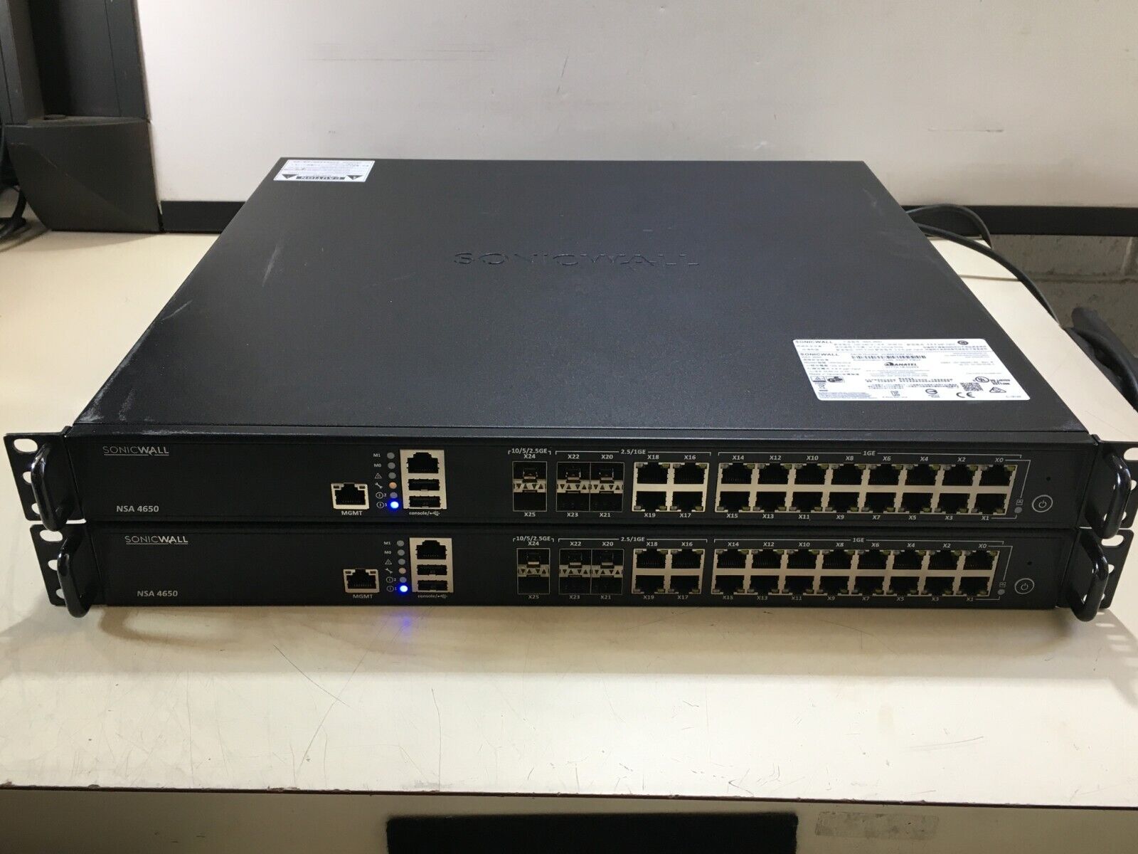 LOT OF 2:  SONICWALL NSA 4650 NETWORK SECURITY FIREWALL APPLIANCE - AS IS