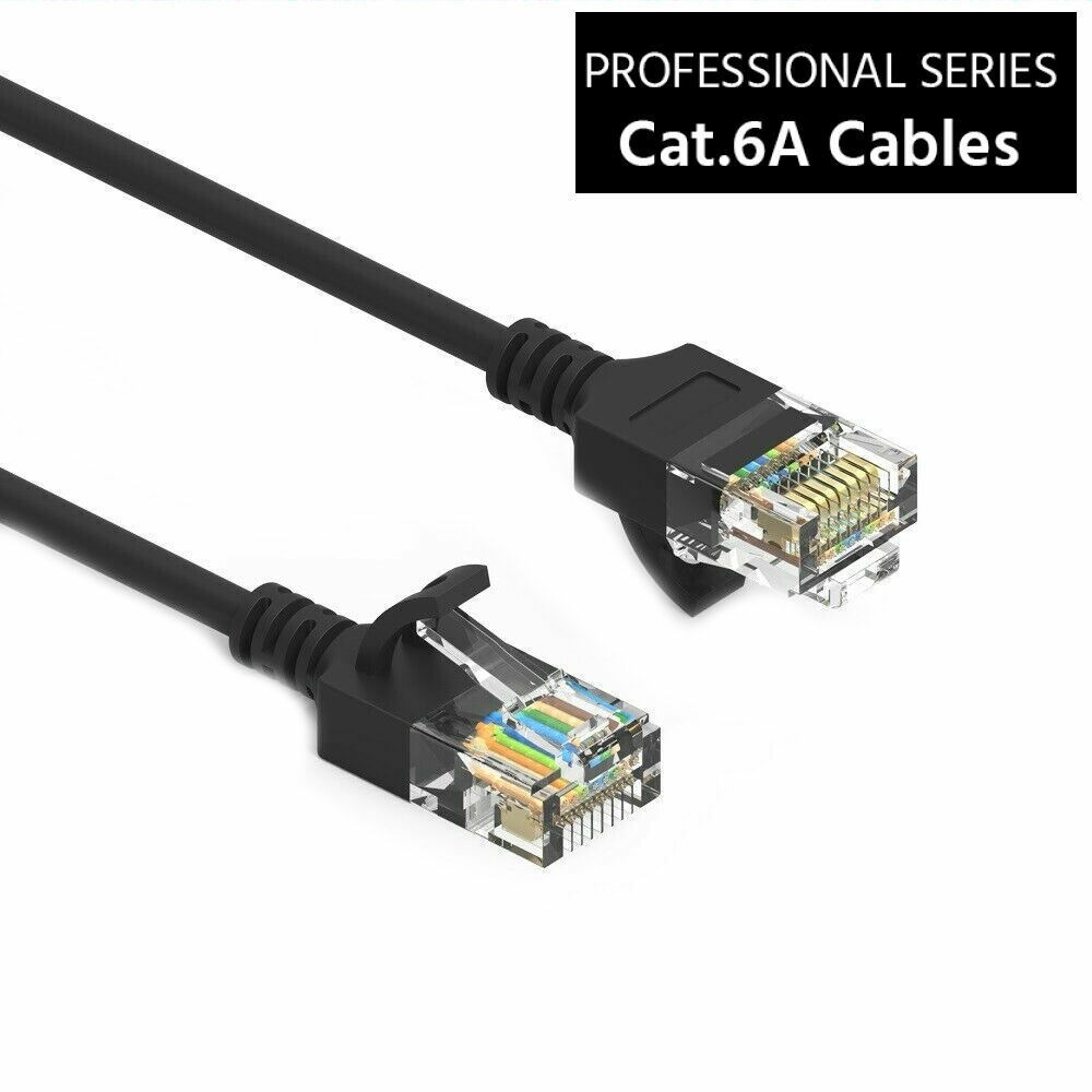 10 Pack CAT6a Slim RJ45 Network LAN Ethernet Copper Wire Color Patch LOT Cable