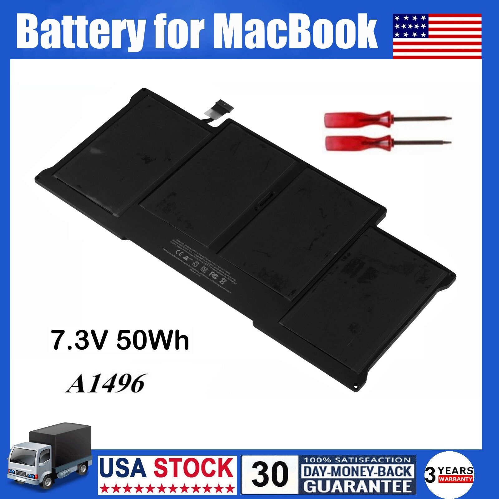 A1496 A1405 Battery For Apple Macbook Air 13'' A1466 2013 2014 2015 2017 50Wh US