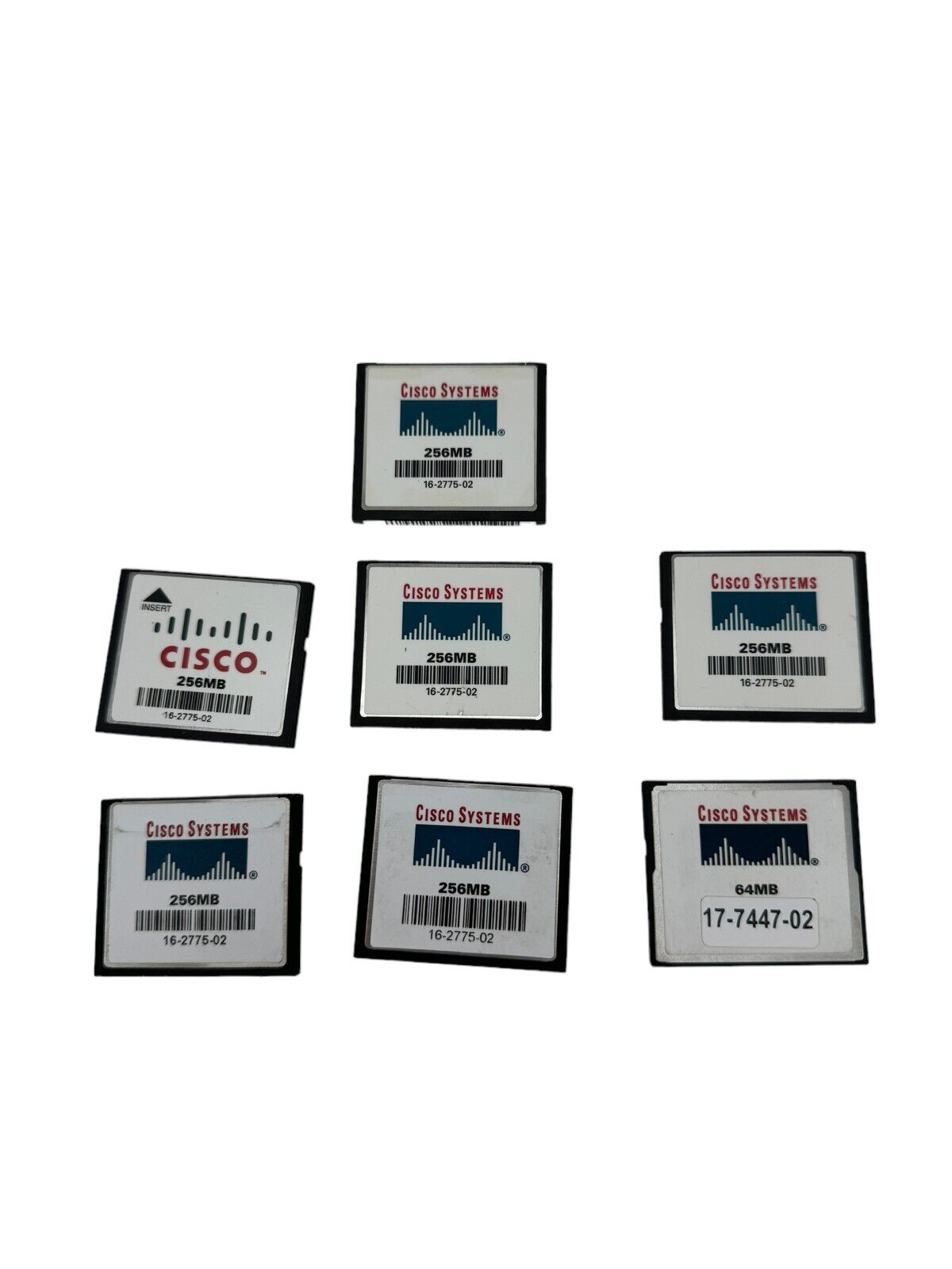 7x Cisco Memory Systems 256mb & 64mb Flash Memory Cards 16-2775-02 17-7447-02