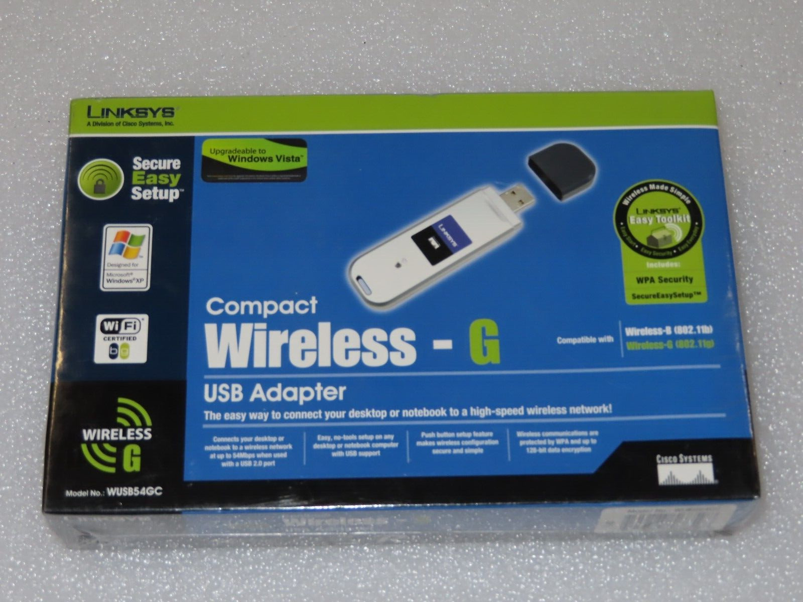 NEW Linksys/Cisco Systems WUSB54GC Compact Wireless-G USB Adapter G2