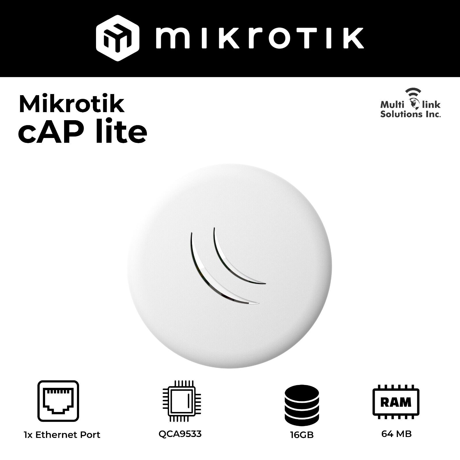 MikroTik RBcAPL-2nD cAP lite Ceiling/Wall AP 1xLAN Wireless N 300Mbps AP
