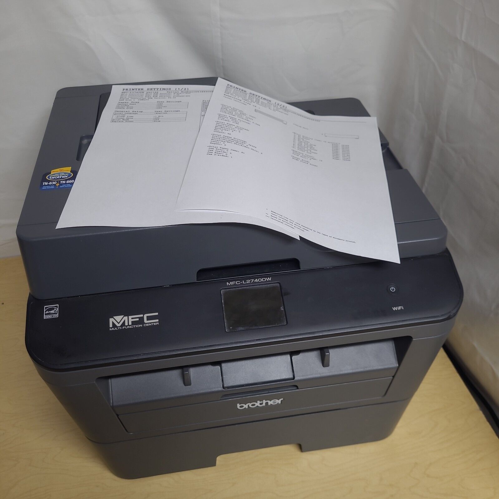 Brother MFC-L2740DW NO DRUM OR TONER Duplex Wireless ADF Printer All-in-One