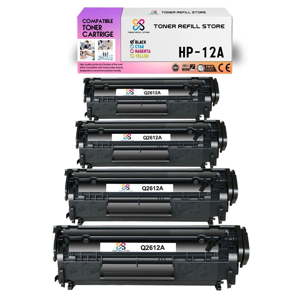 4Pk TRS 12A Q2612A Black Compatible for HP LaserJet 1010 1012 Toner Cartridge