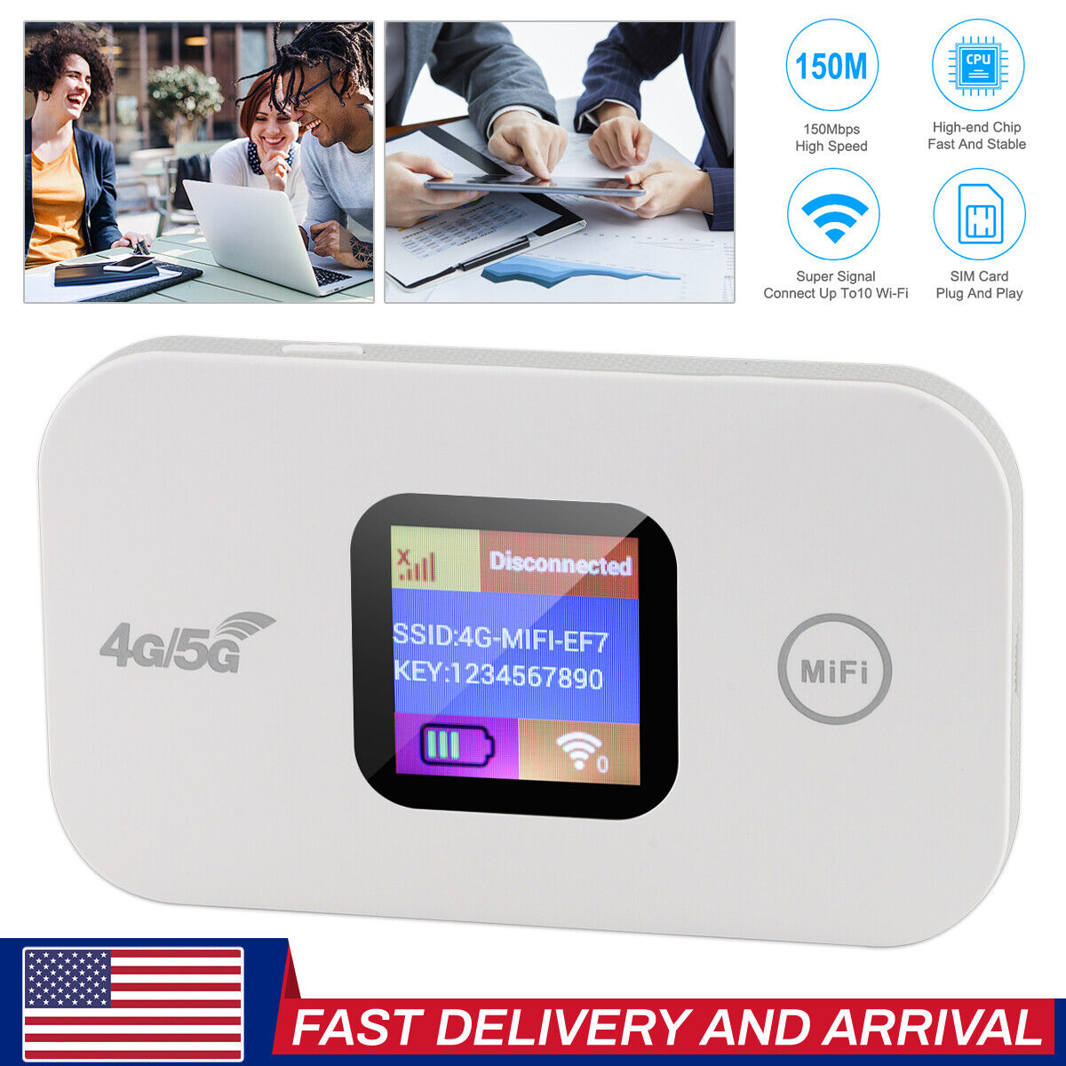 Portable 4G/5G LTE Wireless WiFi Router Mobile Broadband MIFI LCD Hotspot~ USA