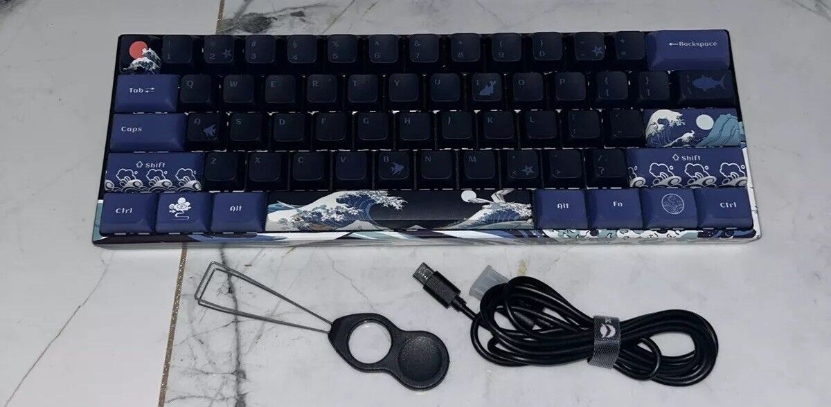 HITIME XVX 60% Mechanical Keyboard Mini, RGB, Wireless, Great Wave Theme
