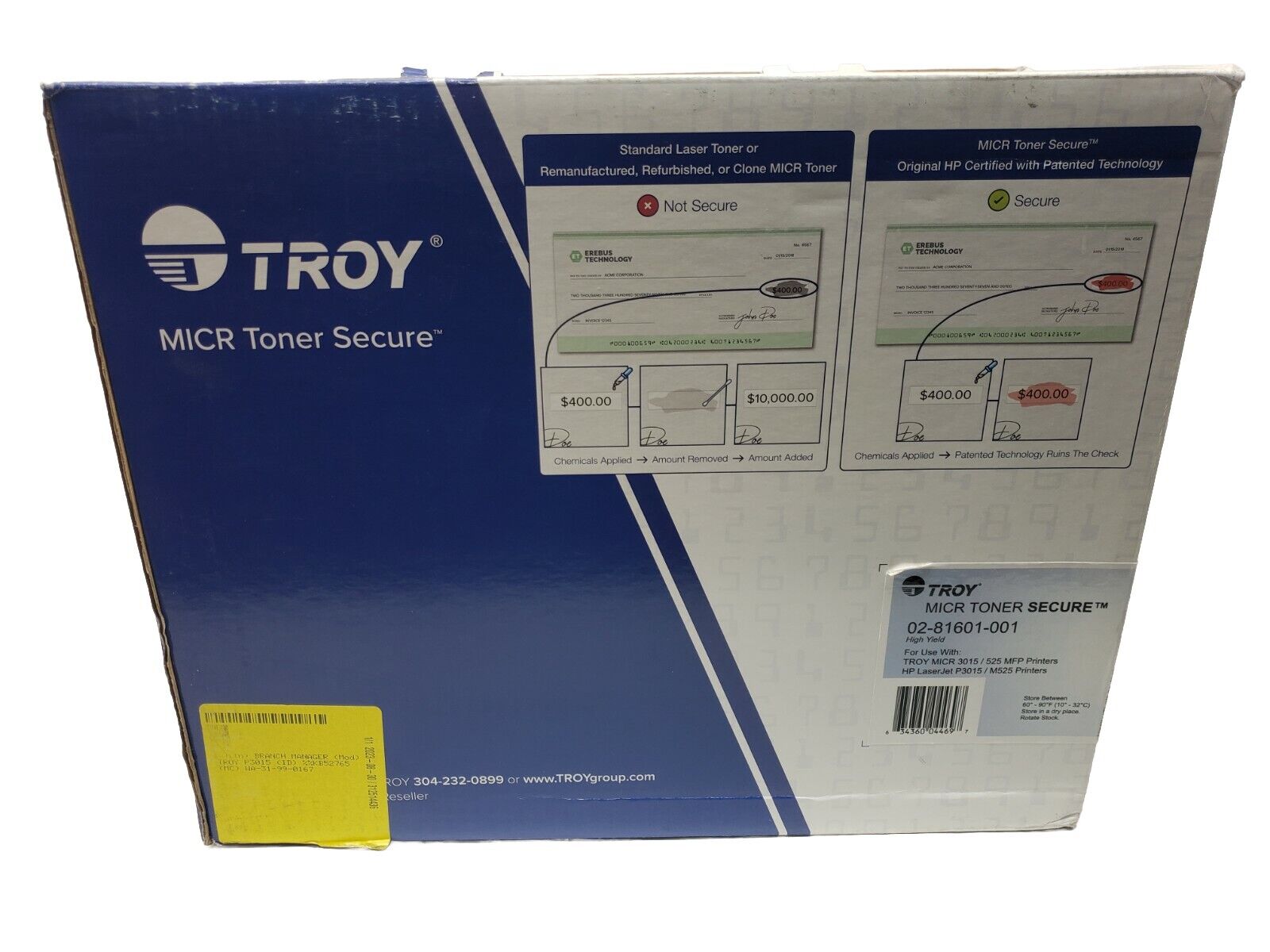 TROY 02-81601-001 High Yield Genuine MICR Toner Secure Cartridge HP P3015 M525