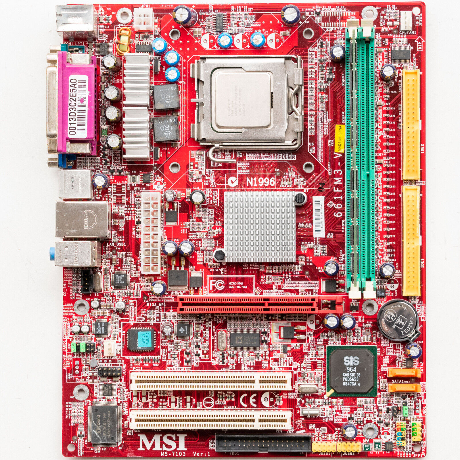MSI 661FM3-V LGA775 AGP Motherboard MicroATX Intel Pentium SiS 661FX Windows 98