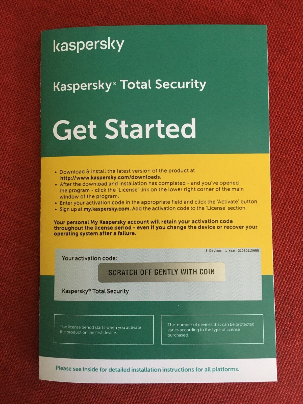 Kaspersky Total Security 2024 w/ Anti-Virus, 3 PC Mac Android, 1 Year (Key Card)