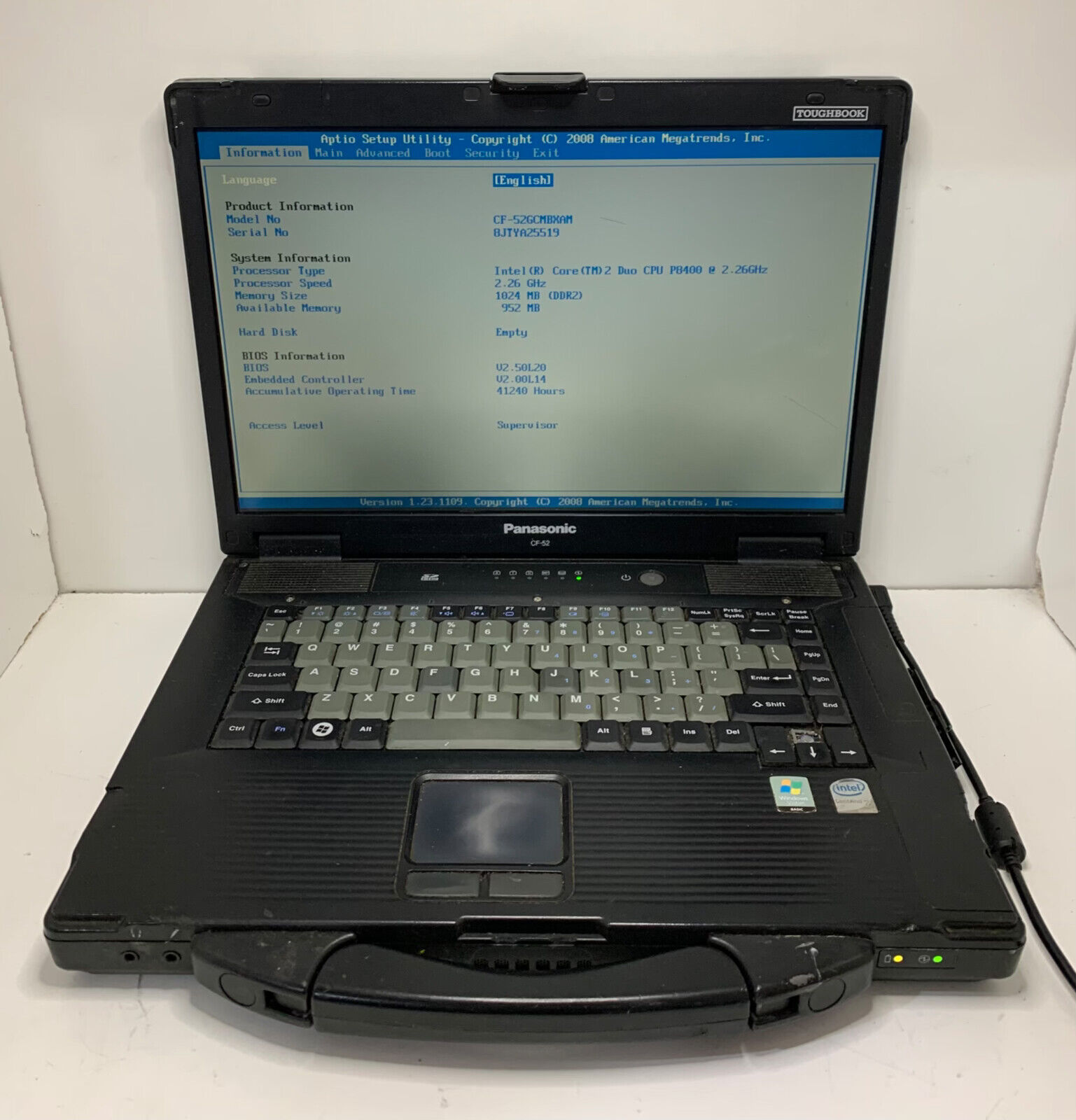 Panasonic ToughBook CF-52 Core 2 Duo 8400P 2.26GHz 1GB Ram No HDD [374]