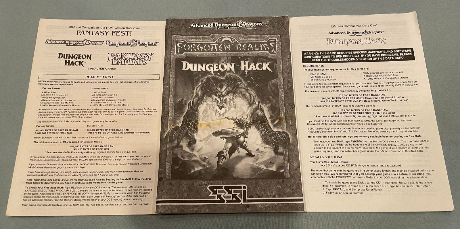 Dungeon Hack AD&D Forgotten Realms Computer Software Manual/Docs ONLY - NO GAME