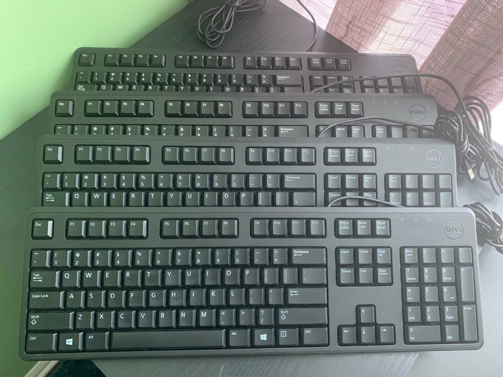 (Lot of 4) Dell USB Keyboard KB212-B (Full Size 104 Keys, 01HF2Y, 0DJ454, 4G481)