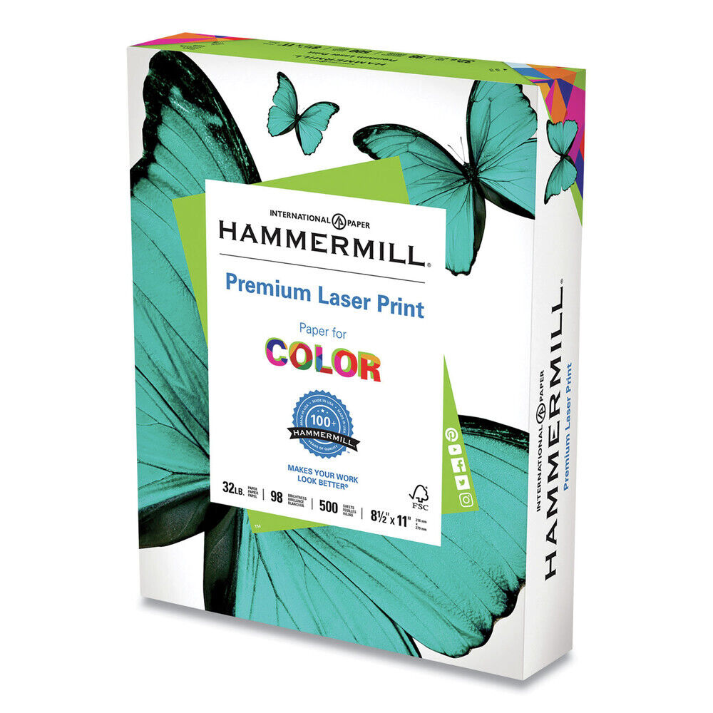 Hammermill 104646 32 lbs. 98 BRGT Prem Laser Print Paper - WHT (500/RM) New