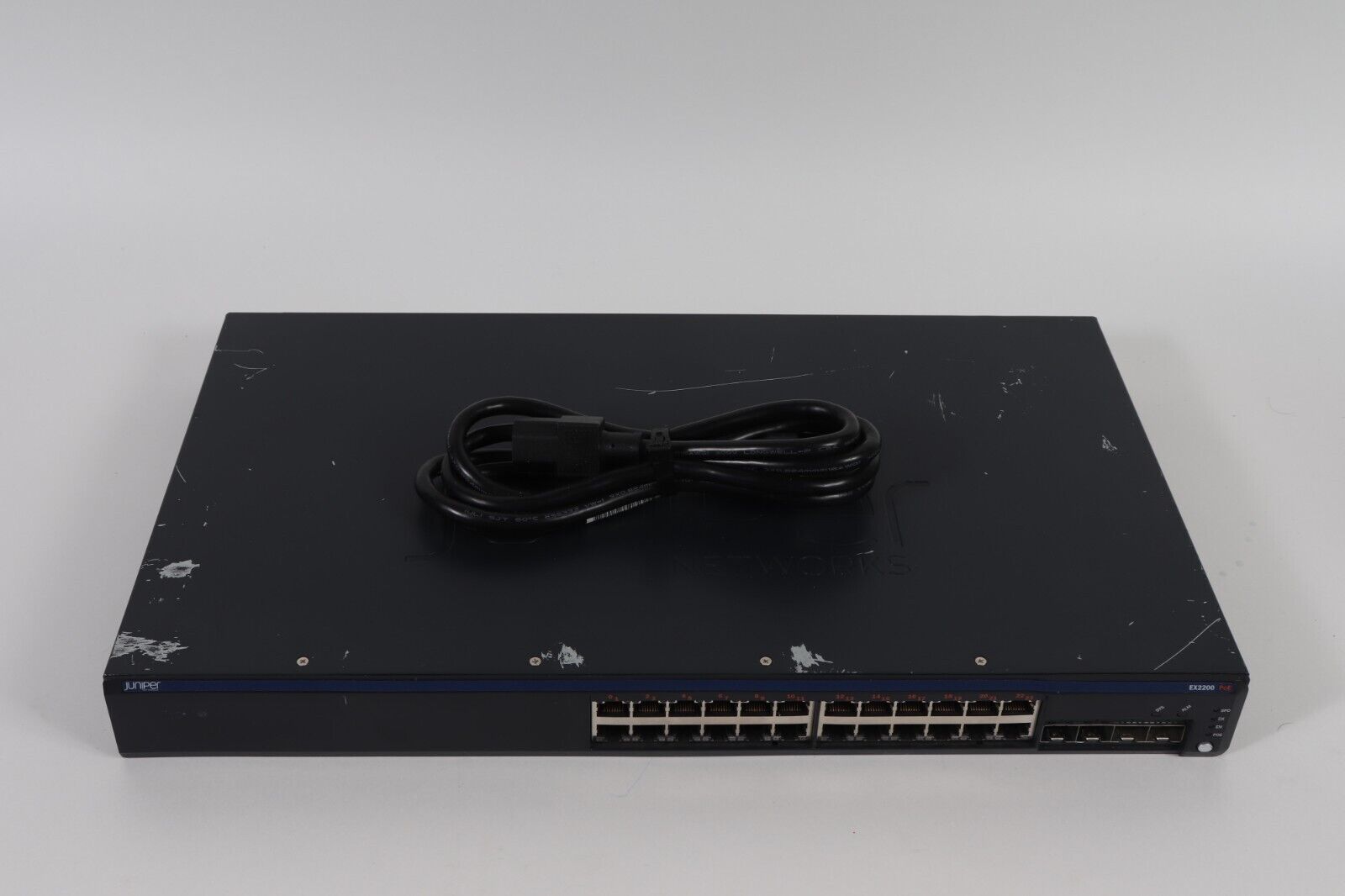 Juniper EX2200-24P-4G 24 Port PoE Gigabit Switch Damaged with Power Cable