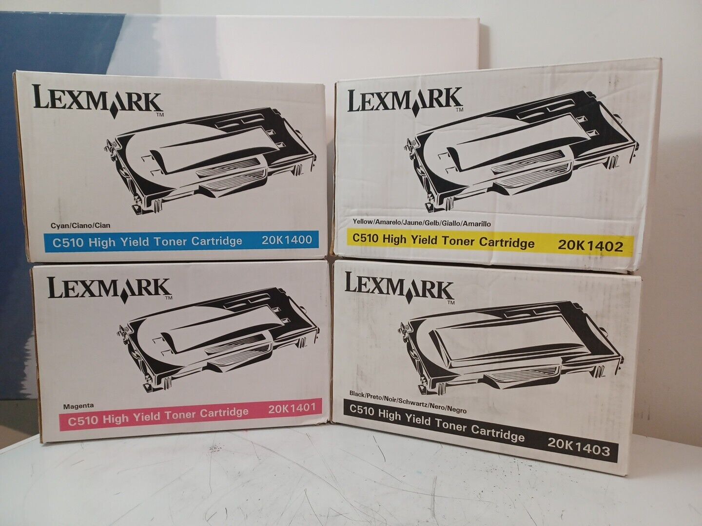 4pk Genuine Lexmark C510 Color Printer HY Toner  20K1400 20K1401 20K1402 20K1403